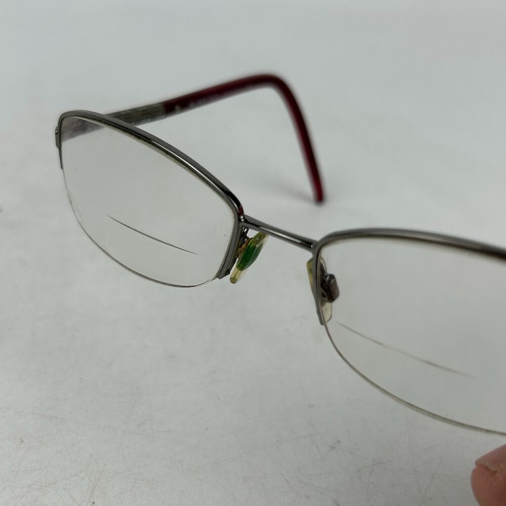 Burberry Eyeglasses B 1157 1003 Size 52-17-135 Silver Maroon Rectangle Frames - Picture 10 of 13